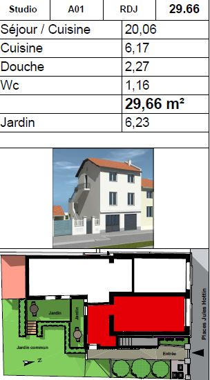 Appartement - 29 m² - 1 pièce