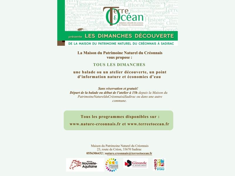 Dimanches découverte à la Maison du Patrimoine Naturel du Créonnais
