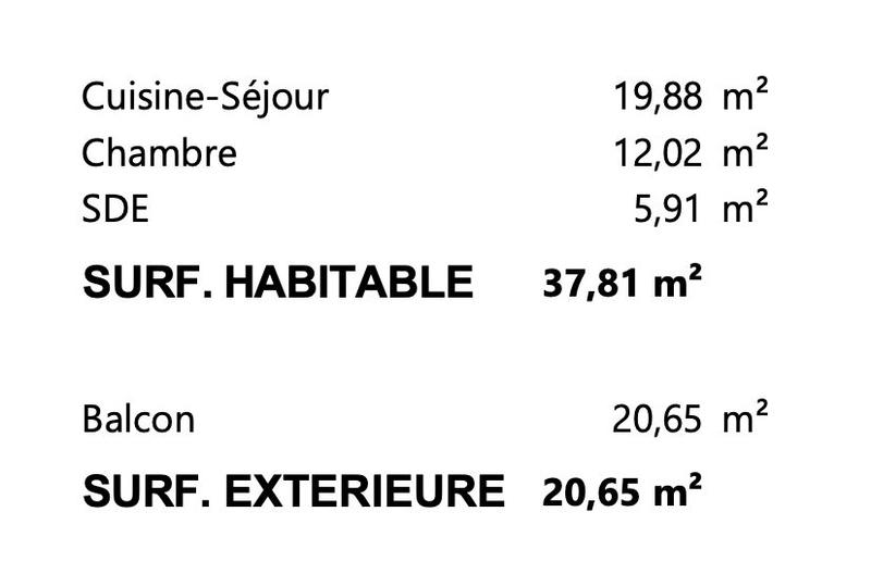 Appartement - 38 m² - 2 pièces