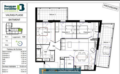 Appartement - 79 m² - 4 pièces
