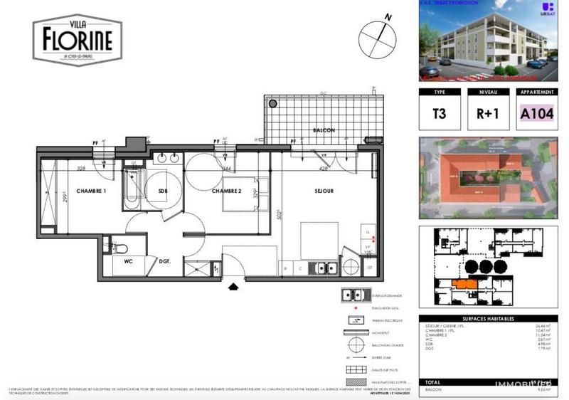 Appartement - 59 m² - 3 pièces