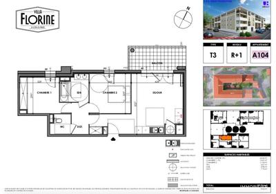 Appartement - 59 m² - 3 pièces