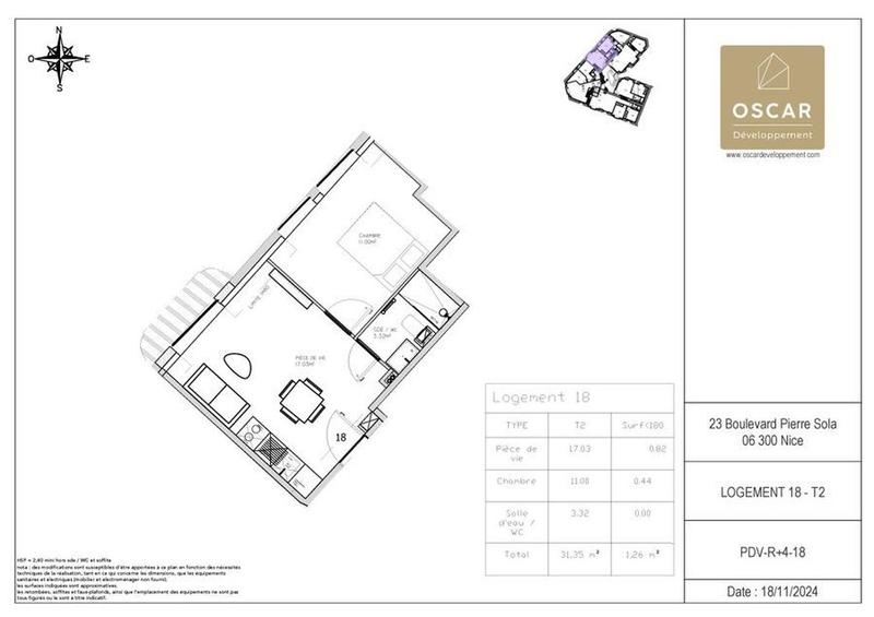 Appartement - 31 m² - 2 pièces