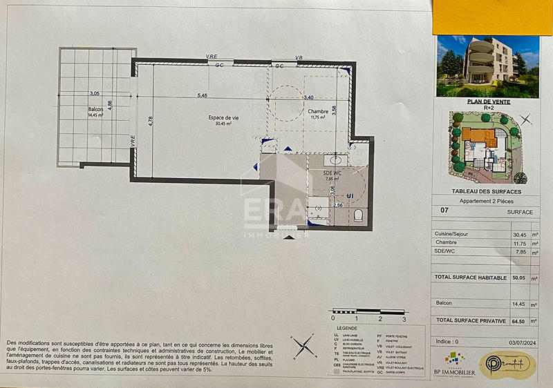 Appartement - 55 m² - 2 pièces