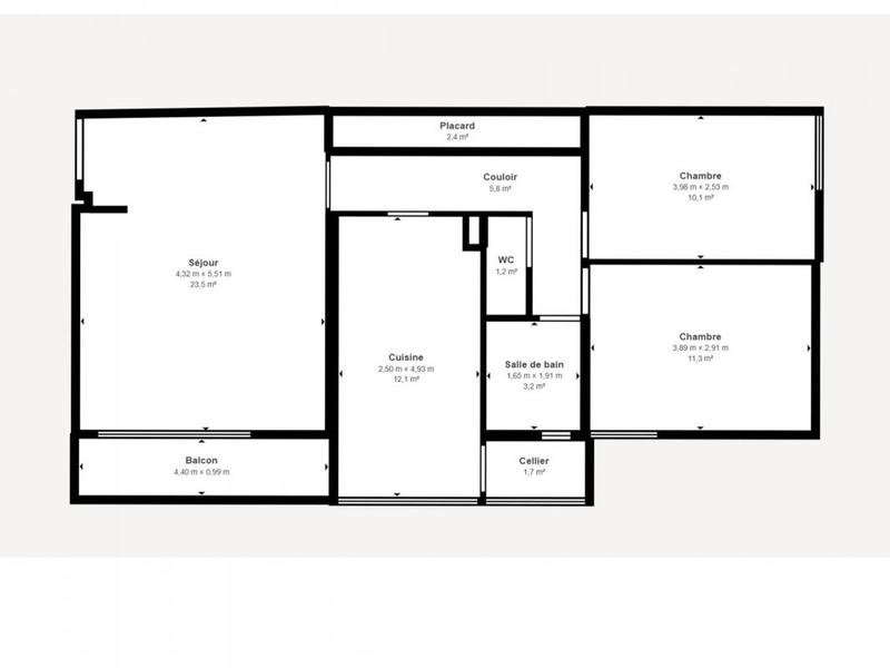 Appartement - 67 m² - 3 pièces