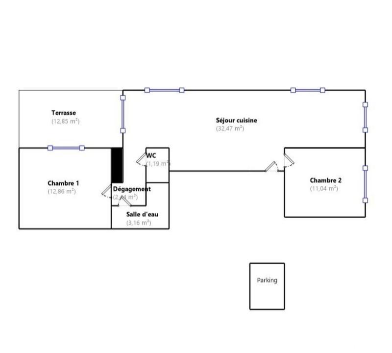 Appartement - 63 m² - 3 pièces