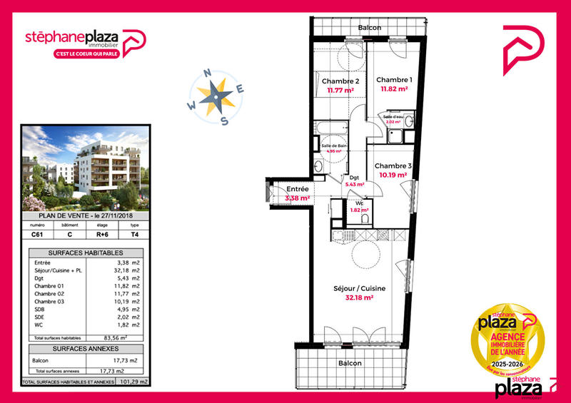 Appartement - 84 m² - 4 pièces