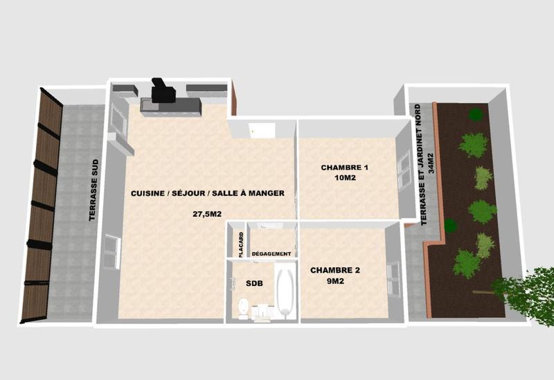 Appartement - 54 m² - 3 pièces