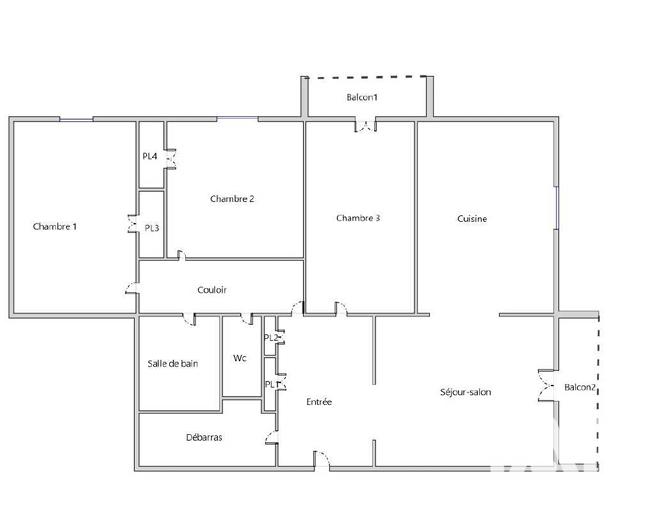 Appartement - 80 m² - 4 pièces