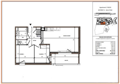 Appartement - 61 m² - 3 pièces