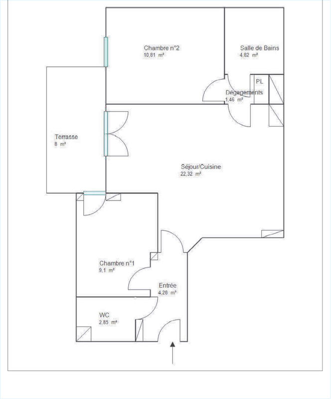 Appartement - 55 m² - 3 pièces