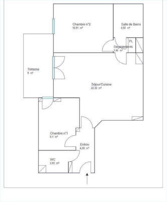 Appartement - 55 m² - 3 pièces