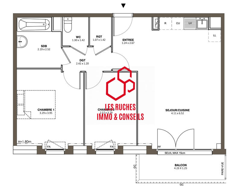 Appartement - 62 m² - 3 pièces