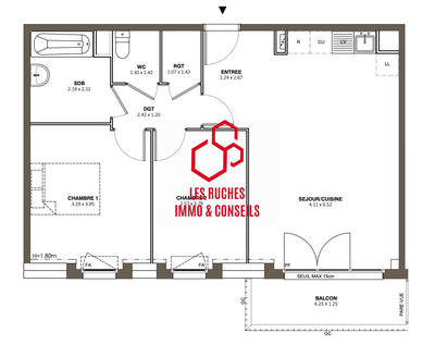 Appartement - 62 m² - 3 pièces