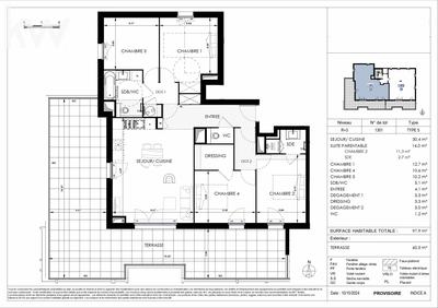 Appartement - 98 m² - 5 pièces