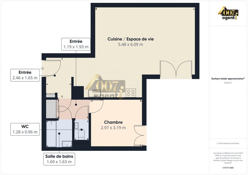 Appartement - 53 m² - 2 pièces