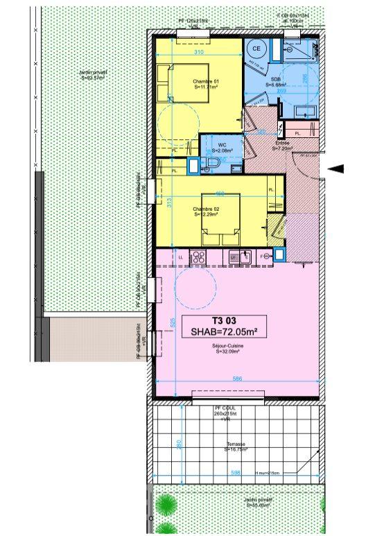 Appartement - 72 m² - 3 pièces