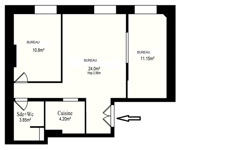 Bureau - 54 m² - 3 pièces