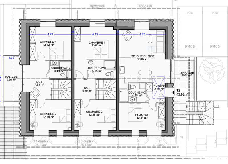Appartement - 92 m² - 3 pièces