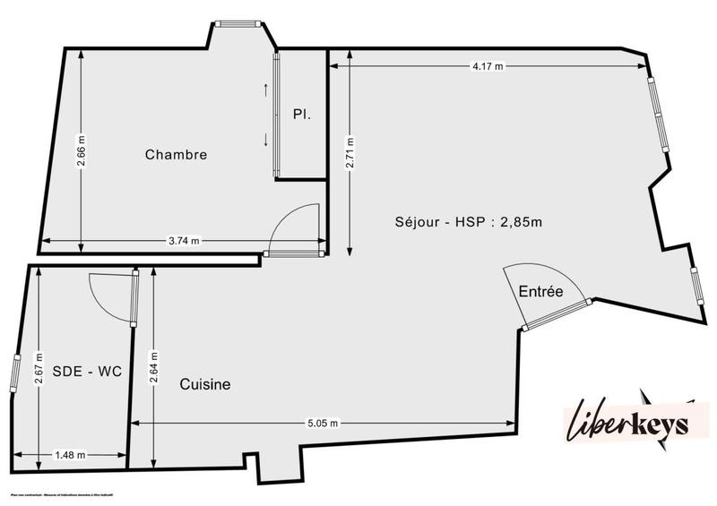 Appartement ancien - 37 m² - 2 pièces