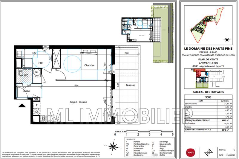 Appartement - 49 m² - 2 pièces