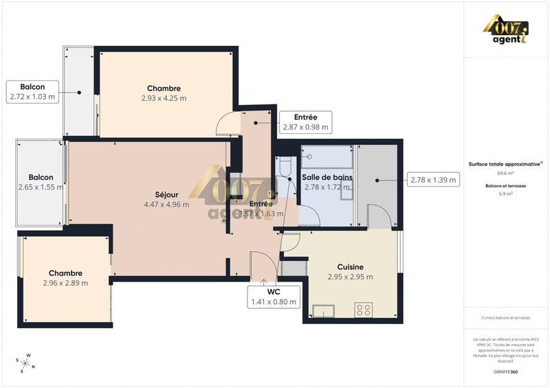 Appartement - 72 m² - 3 pièces