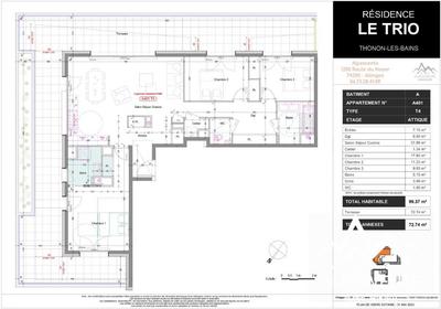 Appartement - 99 m² - 4 pièces