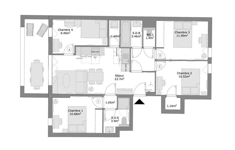 Appartement - 83 m² - 5 pièces