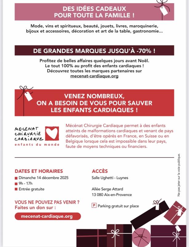 Vente de Noël Solidaire - Mécénat Chirurgie Cardiaque