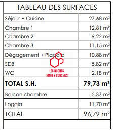 Appartement - 80 m² - 3 pièces