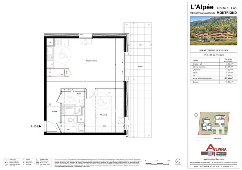Appartement - 51 m² - 2 pièces