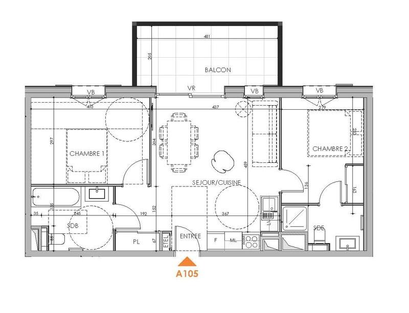 Appartement - 56 m² - 3 pièces
