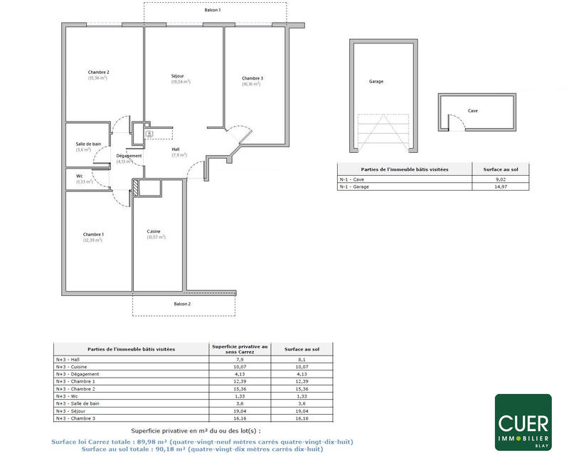 Appartement - 89 m² - 4 pièces