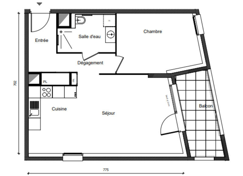 Appartement - 52 m² - 2 pièces