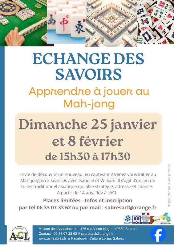 Echange des savoirs : Apprendre à jouer au Mah-jong