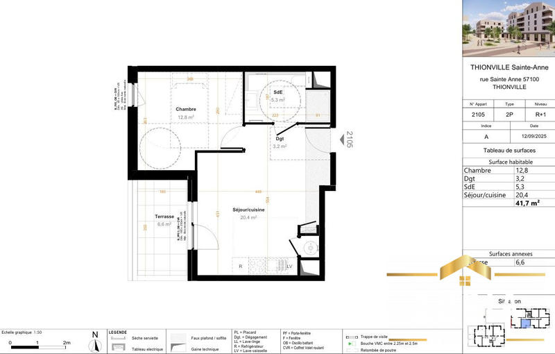 Appartement - 40 m² - 2 pièces