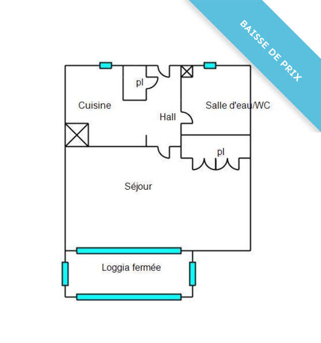 Studio - 24 m² - 1 pièce