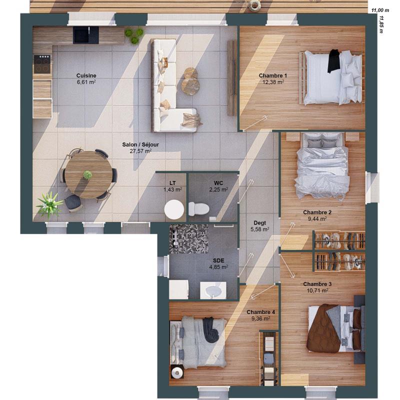 Maison - 90 m² - 6 pièces