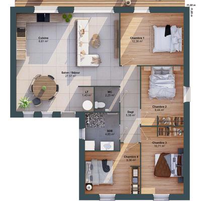 Maison - 90 m² - 6 pièces