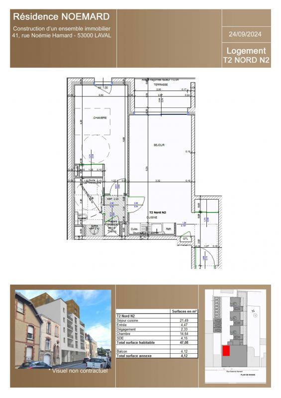 Appartement - 47 m² - 2 pièces