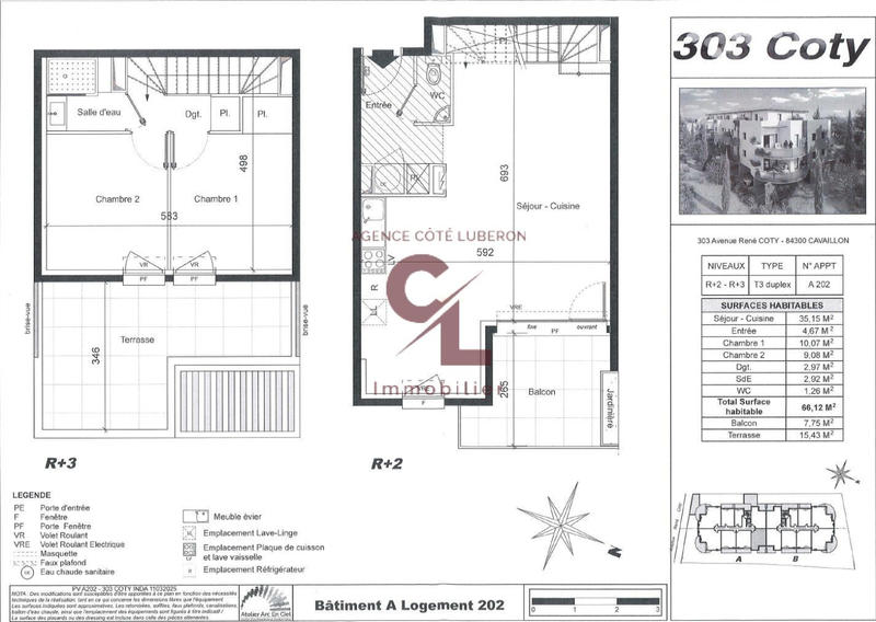 Appartement - 66 m² - 3 pièces