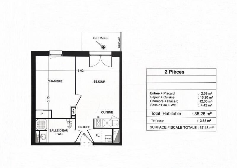 Appartement - 35 m² - 2 pièces