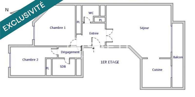 Appartement - 64 m² - 3 pièces