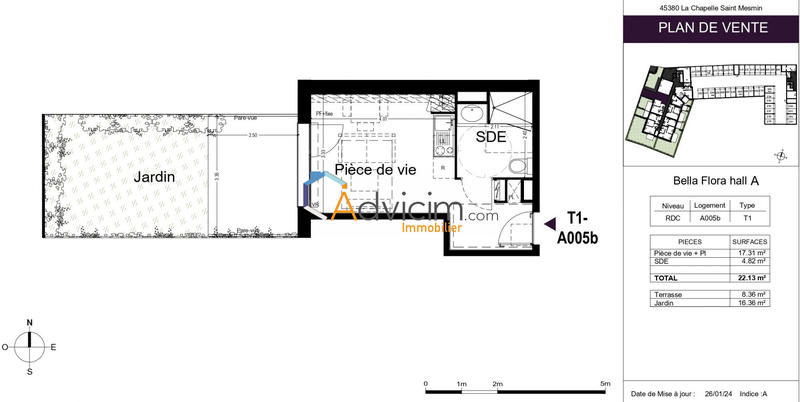 Appartement - 24 m² - 1 pièce