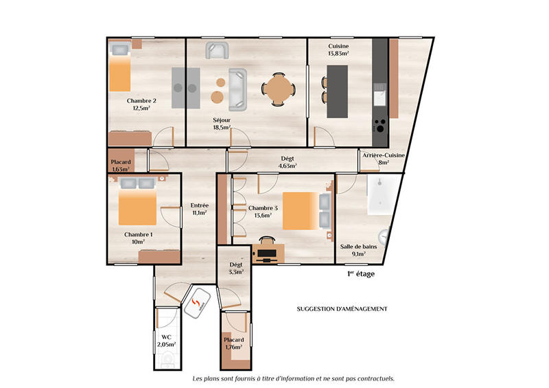 Appartement - 110 m² - 5 pièces