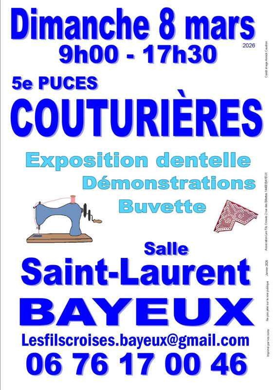 Puces couturières avec exposition de dentelle aux fuseaux