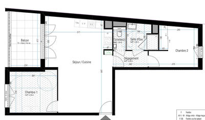 Appartement - 64 m² - 3 pièces