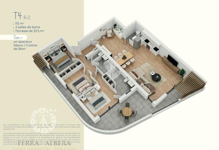 Appartement - 115 m² - 4 pièces