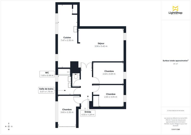 Appartement - 83 m² - 4 pièces