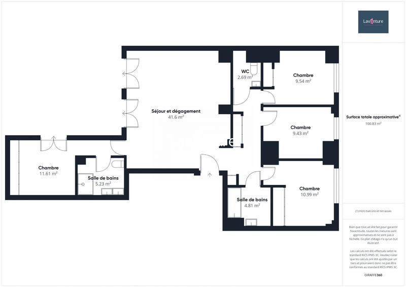 Appartement - 100 m² - 5 pièces